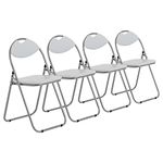 Harbour Housewares Padded Folding Chairs - Easy Store Metal Frame Office Bedroom Seating - Max Load: 114kg - White - Pack of 4