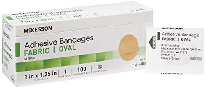 McKesson Adhesive Bandages, Sterile, Fabric Oval, 1 in x 1 1/4 in, 100 Count, 1 Pack