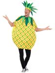 Smiffys Pineapple Costume, Yellow with Tabard & Leaf Crown Headband, Funny Fancy Dress, Comedy Dress Up Costumes