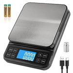 BOMATA Large Kitchen Scale with 0.1g/0.001oz High Precision, 5kg/11lb Bakery Scale with% Percentage Function, USB Rechargeable, Full-View Angle LCD with Backlight, Stainless Steel Pan, Black