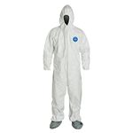 DuPont Tyvek 400 TY122S Protective Coverall with Hood and Boots, Disposable, Elastic Cuff, White, X-Large (Pack of 25)