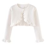 PythJooh Baby Girls Long Sleeve Bolero Cardigan Shrug Kids Wedding Frilly Knit Shrug Cover Up 1-9Years White