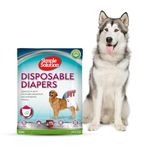 Simple Solution True Fit Disposable Dog Diapers for Female Dogs, Super Absorbent with Wetness Indicator, Leak Proof, Quickly Absorb Liquid for Long Lasting Dryness, XXL Size 56-94cm Waist (12 Pack)