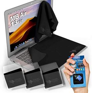 Clean Screen Wizard Microfiber Screen Protector/Cleaner Cleaning Kit-Keyboard Protector Cloths Covers - 4 Pack (3 XL Cleaning Cloths/Keyboard Covers & Microfiber Sticker for MacBook Air 2018- Black