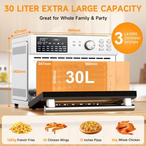 30L Air Fryer Oven with Rotisserie – Large Capacity Multi-Function