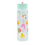 Hox Squishmallows Pink Reusable BPA free Kids Water Bottle with built in Carry Loop, Straw and Screw Lid - 600ml