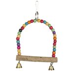 KSK Bird Swing Cage Accessories Bird Swings for Cockatiels conure Bird Swing for Parakeets Small Medium Pet Bird Lovebird Budgie Handmade Natural Wooden colour full beeds Bird Toys cage Accessories Small