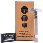 PARKER Safety Razor 64S Stainless Steel Handle Double Edge Safety Razor & 5 Premium Blades