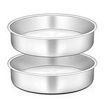 HaWare Cake Tin Set of 2, 9.5 inch Stainless Steel Round Cake Pan for Baking Roasting Serving, Layer Cake Tin for Birthday Wedding, Healthy & Non-Toxic, Mirror Polished & Dishwasher Safe (24cm)