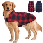 Kuoser Dog Winter Coat, Reversible Dog Jacket, Warm Dog Coat British Style Puppy Cold Weather Coat, Windproof Dog Clothes Dog Vest for Small Medium and Large Dogs Red L