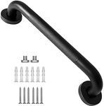 Shower Grab Bar, Safety Hand Rail 30CM Black Coated Stainless Steel Shower Handle Non-Slip Support Balance Armrest Knurled Bathroom Handle for Elderly Handicap Senior