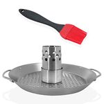 Delven Beer Can Chicken Roaster for Grill Complete with Silicone Basting Brush - Stainless Steel Beer-Can Rack Holder for Grilling and Roasting Poultry on Charcoal or Gas BBQ, Oven or Smoker