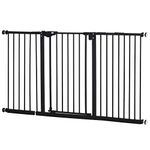 PawHut Dog Gate Stair Gate Pressure Fit Pets Barrier Auto Close for Doorway Hallway, 74-148cm Wide Adjustable, Black