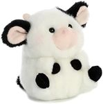 Aurora World 16834 Rolly Pet Daisy Cow Plush, 5", Black, White