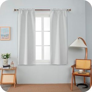 GIRASOLE HOME Coppia Tende Barbados Termiche Totalmente Oscuranti 2 Pannelli da 70x150cm con Tasca, Bianco Fumo