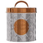 Amici Home Bristol Metal Canister | Food Storage Container with Lid | Canisters for Kitchen Counter | Galvanized Metal/Copper Lid | Farmhouse Décor | 52 Oz