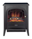 Dimplex Club Optiflame Electric Stove, Matt Black Free Standing Electric Fireplace with Artificial Logs, LED Flame Effect, 2kW Adjustable Fan Heater and Remote Control