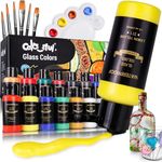 Colorful Stain Glass Paint Set with 6 Brushes, 1 Palette & 1 Sponge, 14 Colors Waterproof Permanent Glass Painting Kit for Arts on Wine Glasses,Bottle and Windows