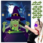 RMMD Halloween Party Games for Kids Pin The Nose on The Witch Halloween Pin The Tail Game With 24 Nose Stickers Halloween Party Games Activity Halloween Pin the Game Witch Poster