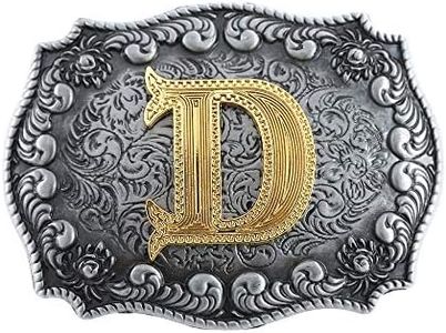KDG Initial Belt Buckle Western Cowboy Handmade Metal Belt Buckle Small for Men Women, D