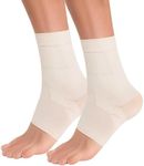 Zensah Ankle Support - Compression Ankle Brace - Great for Running, Soccer, Volleyball, Sports - Ankle Sleeve Helps Sprains, Tendonitis, Pain (Medium, Beige - Pair)