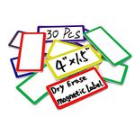 ZHIDIAN 30-Pcs Large Magnetic Dry Erase Labels, 1.5" x 4", Colored Magnets for Whiteboard, Name Tags for Classroom, Fridge, Cabinet, Writable Dry-Erase Magnets Name Plate Tags