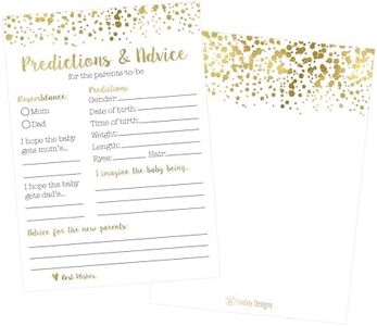 50 Gold Polka Dot Advice and Prediction Cards for Baby Shower Game, New Mom & Dad Card or Mommy & Daddy To Be, Girl or Boy Babies New Parent Message Advice Book, Fun Gender Neutral Shower Party Favors