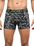 Jockey MM08 Men's Microfiber Mesh Elastane Stretch Printed Trunk with Breathable Mesh and Stay Dry Technology_Black Print_L (Colors & Prints May Vary)