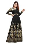 JULEE Women's Georgette Embroidered Semi-Stitched Gown-Saransh Black