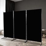 YASRKML 3 Panel Room Divider, Folding Privacy Screen for Office, Partition Room Separators, Freestanding Room Fabric Panel 102x71.3, Black