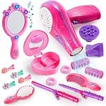 JOYIN Cute Little Girls Doll Beauty Fashion Salon Toy Kit Pretend Play Set with Toy Hairdryer, Mirror and Other Accessories