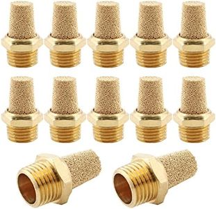 Jiozermi 12 Pcs Air Pneumatic Mufflers Silencer, Brass Pneumatic Exhaust Muffler, 1/4 NPT Male Air Silencer Fitting