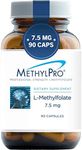 MethylPro 7.5mg L-Methylfolate - Professional Strength Active Methyl Folate, 5-MTHF Supplement for Mood Support & Homocysteine Methylation - Gluten-Free with No Fillers (90 Capsules)