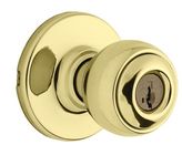 Weiser Yukon Brass Front Door Knob with Lock and Key, Exterior/Interior Door Handles with Lock, Keyed Entry Door Knobs for Front Door, Bedroom, Bathroom & Office, Traditional Home Décor