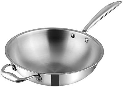 Vinod Platinum Triply Stainless Steel Wok - 3 Litre, 26 cm | Riveted Handle | Stir, Shallow Fry/Noodles/Curry/Fried Rice | Induction Base | 5 Year Warranty - Silver