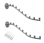 Q1 Beads Steel Heavy Duty Wall Mount 9 Ball Pin Hooks Wall Drope Hanger with Hardware Fittings Suitable for Hanging in Kitchen, Boutique, Shop Display, Dining Room - Pack of 2 (Silver)