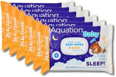Aquation Baby XL Sleepy Wipes – Extra Large 12.5x7.5” Lavender Scented Wipes with Vitamin E & Chamomile – Hypoallergenic, Dermatologist Tested, pH Balanced Gentle Care (50 CT, 6 Pack, 300 Total)