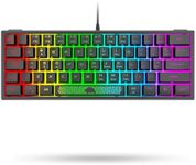 LexonElec K61-60% Percent Compact [UK Layout] Gaming Keyboard, RGB Illuminated LED Backlit Light up Wired Keyboard Mechanical Feel Ergonomic Shortcut for PC Laptop MAC Gamer Travel Black