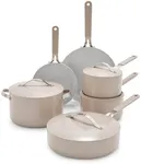 GreenLife Dream 10-Piece Ceramic Nonstick Cookware Set, Pots Frying & Sauce Pans, PFAS-Free & PFOA-Free, Dishwasher & Oven Safe, Stay-Cool Handles, Durable Aluminum Body, Versatile Cooking, Taupe