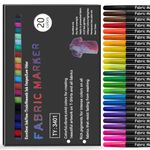 20 Colors Fabric Markers,Fine Tip Permanent Fabric Paint Pens Non Toxic for Pants Clothes, T Shirts,White Pillow,Canvas Tote Bags and more