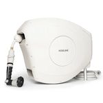 HOSELINK Classic Beige 82ft Hi-Flow Automatic Retractable Garden Hose Reel, 9/16”, 8-Pattern Spray Nozzle, UV-Stabilized Kink-Free Hose, Wall Mounted Watering Solution for Backyard, Garden & Outdoor
