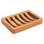 Slotted Bar Soap Holder Teak Wood by HTB, Kitchen Wooden Sponge Holder, Self Draining Soap Dish for Shower, Sink, Bathroom, Bathtub, RV