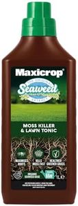 Maxicrop 86600258 Moss Killer & Lawn Tonic, 1L - Fast Acting 2-in-1 Moss Killer and Lawn Re-Growth Tonic - with Natural Seaweed Extract - Improves Lawn Health and Strong Rooting - Garden Care