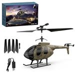 URMODELAND RC Helicopter for Adults, MD500 RC Copter 2.4G 4CH RC Airplane RC Aircraft Model, Simultaneously Transmission One Key Take Off/Landing RC Flying Plane with 6-Axis Gyro-RTF, Army Green 1