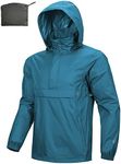Outdoor Ventures Men's Rain Jacket Waterproof Lightweight Packable Rain Pullover for Hiking Golf Running