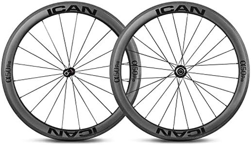 ICAN Alpha 50 Pro 1505g Ruote da Corsa in Carbonio - per copertoncino con Cerchio TLR (tubeless Ready) - Profilo 50mm - Novatec A291SB-SL / F482SB-SL Hub Pillar 1423 Raggi 20/24 Fori