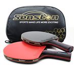 Senston Ping Pong Paddles Set Includes 2 High Performance Table Tennis Rackets and 1 Portable Storage Bag Included for Indoor or Outdoor Play Table Tennis Bat