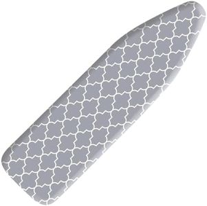Sonicefit Ironing Board Cover Pad, 56x135cm Standard Ironing Board Pads with Elastic Edge & Fastener Strape, Scorch & Stain Resistant Cotton Ironing Covers with Thick Padding (Printed Grey, 56x135cm)
