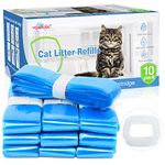 10 Pack Cat Litter Refill Bags 100% Enhanced Odor Control Litter Refills Generic Compatible with Litter Genie and Pet Genie Pail, Included One Non-Original Refill Cartridge