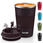 KETIEE Travel Mugs, 380ml Insulated Coffee Cup with Leakproof Lid,Reusable Coffee Cups Travel Cup,Coffee Travel Mug,Double Walled Coffee Mug,Stainless Steel thermaol Mug for Hot Cold Drinks,Brown